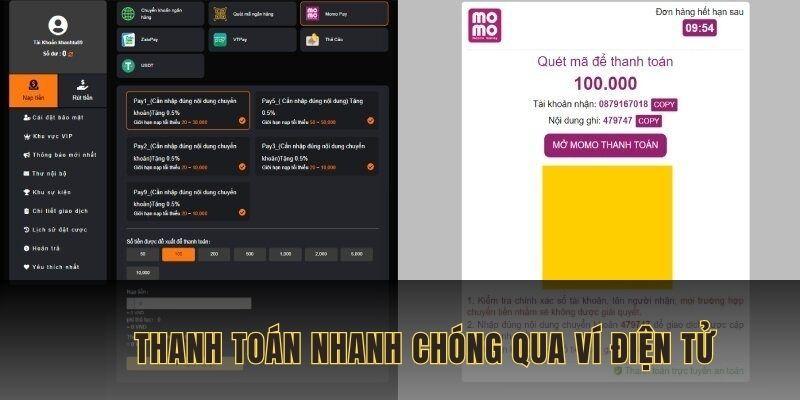 Thanh toán nhanh chóng, tiện lợi qua ví điện tử